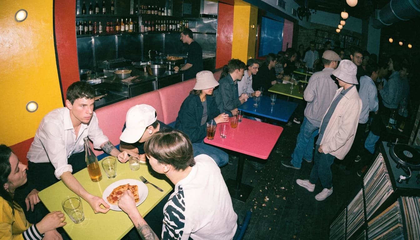 Lively colorful dining room for the fictional Dazed Tomato Social Club concept